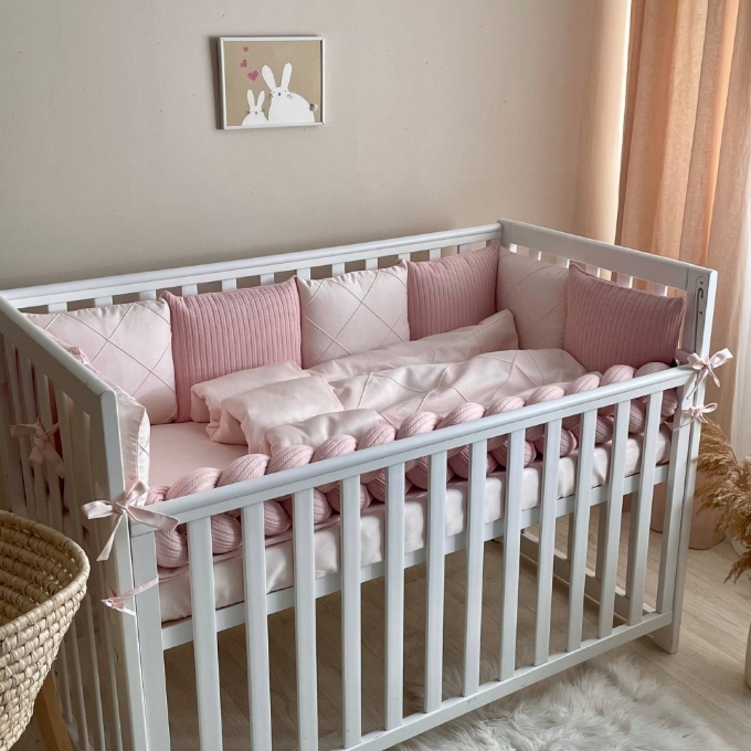Set lenjerie patut bebe Velvet roz (5)